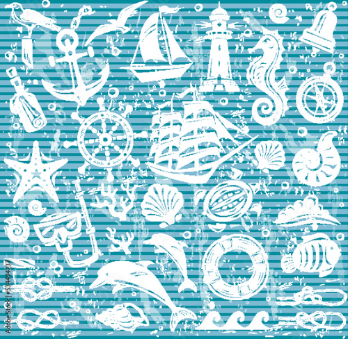 Nautical and sea icons set