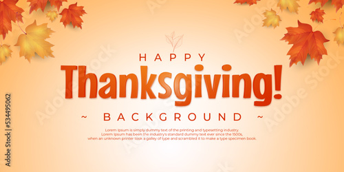 Happy thanksgiving banner with leaves background