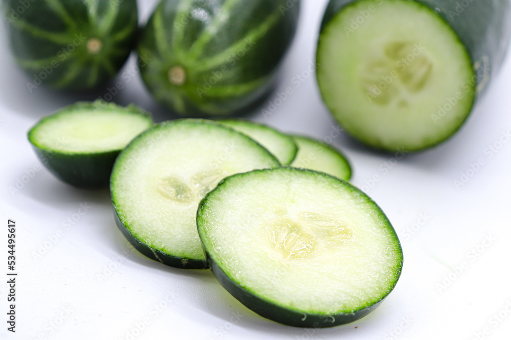 close up cucumber on white background close up cucumber on white background