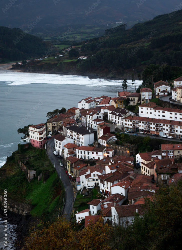 Top view of Lastres, Asturias, Spain