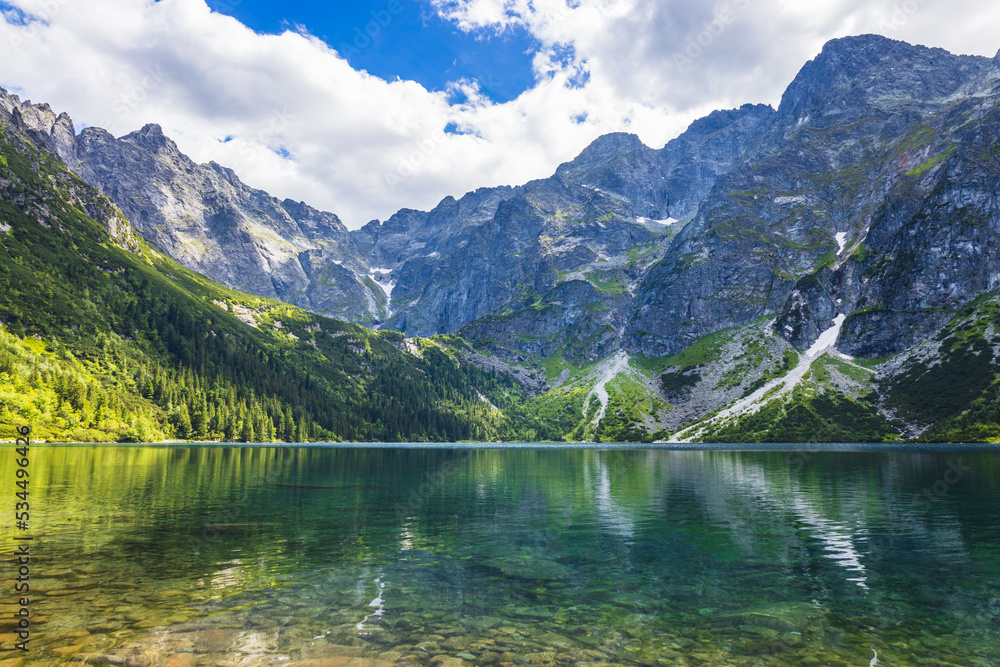 Mountain lake located in the High Tatras mountain range