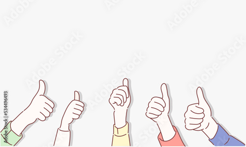 
Hand of business team work tumb up isolated on white background. Hand drawn style vector design illustrations.