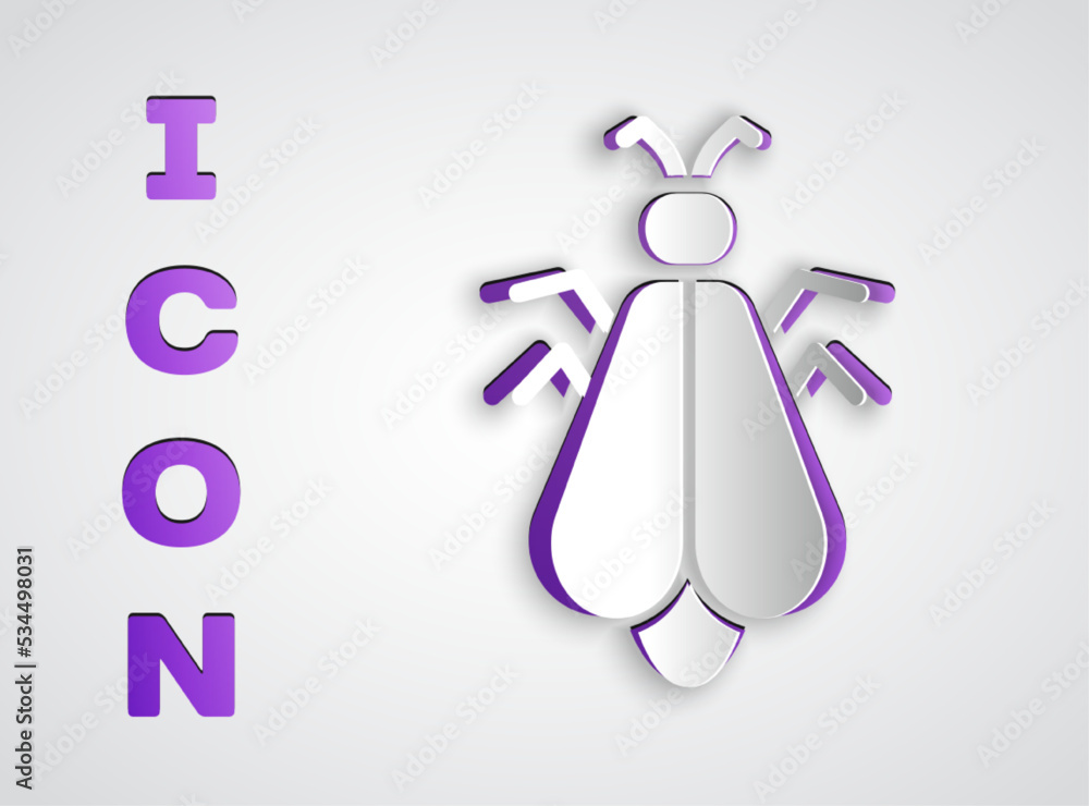 Paper cut Mosquito icon isolated on grey background. Paper art style. Vector Paper cut Mosquito icon isolated on grey background. Paper art style. Vector