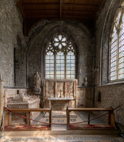 view of one of the historic side chapels inside the St Davids Cathedral in Pembrokeshire
