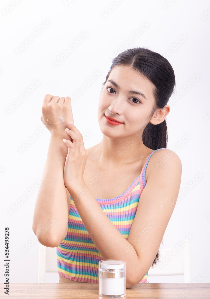 Beautiful women with a white background Beautiful women with a white background