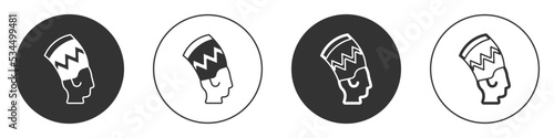 Black Nefertiti icon isolated on white background. Circle button. Vector