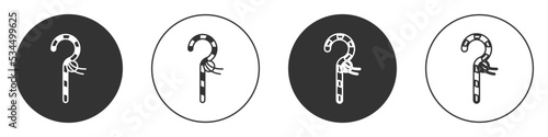 Black Crook icon isolated on white background. Ancient Egypt symbol. Scepters of egypt. Circle button. Vector