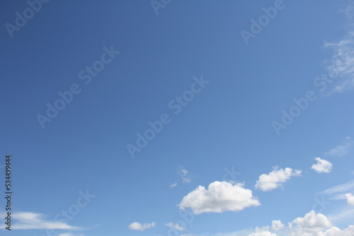 Blue sky with clouds. Summer day. Sunny weather. Nature. Cloud enjoyment. A look into the sky.