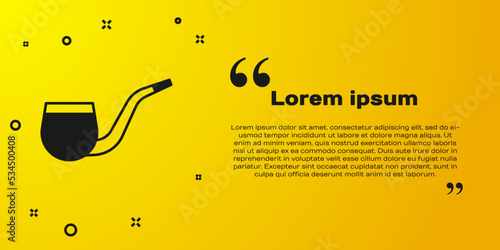 Black No pipe smoking icon isolated on yellow background. Dont smoke. Tobacco pipe. Vector