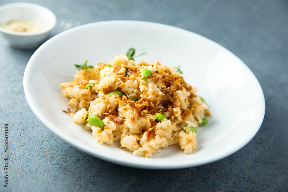 Fried rice with edamame beans