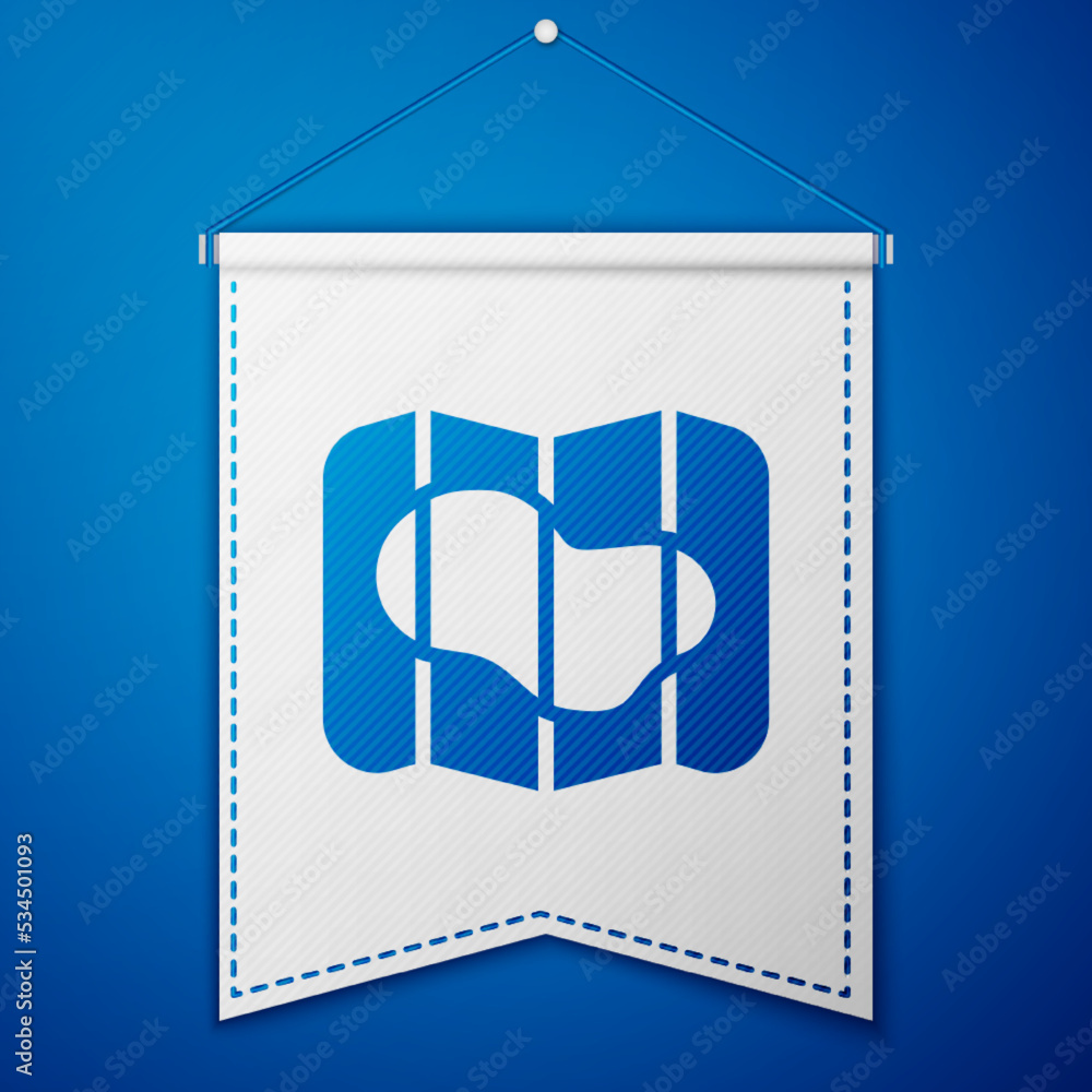 Blue Map of Iceland icon isolated on blue background. White pennant template. Vector Blue Map of Iceland icon isolated on blue background. White pennant template. Vector