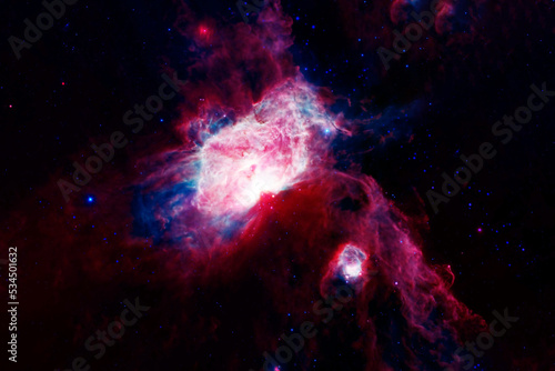 Bright blue space nebula. Elements of this image furnished by NASA