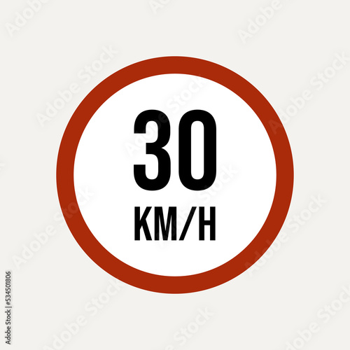 road signs in traffic 30 km - red plate with white