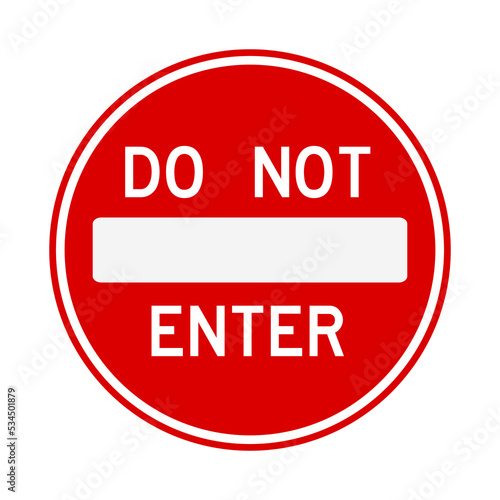 isolated red circle with text do not enter no road sign for banner, label, sticker, icon etc. flat vector design for infographic or other usage