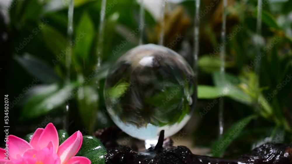 Crystal balls bring good luck in the dark night flowing water park. Crystal balls bring good luck in the dark night flowing water park.