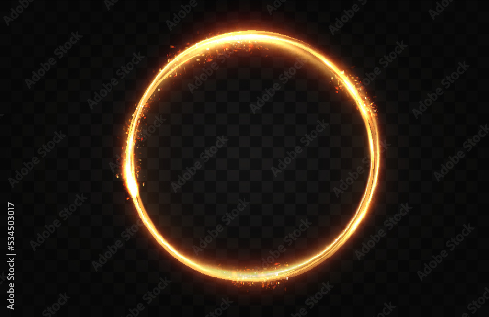 Naklejka premium Golden circle with fire effects.Light effect.Vector