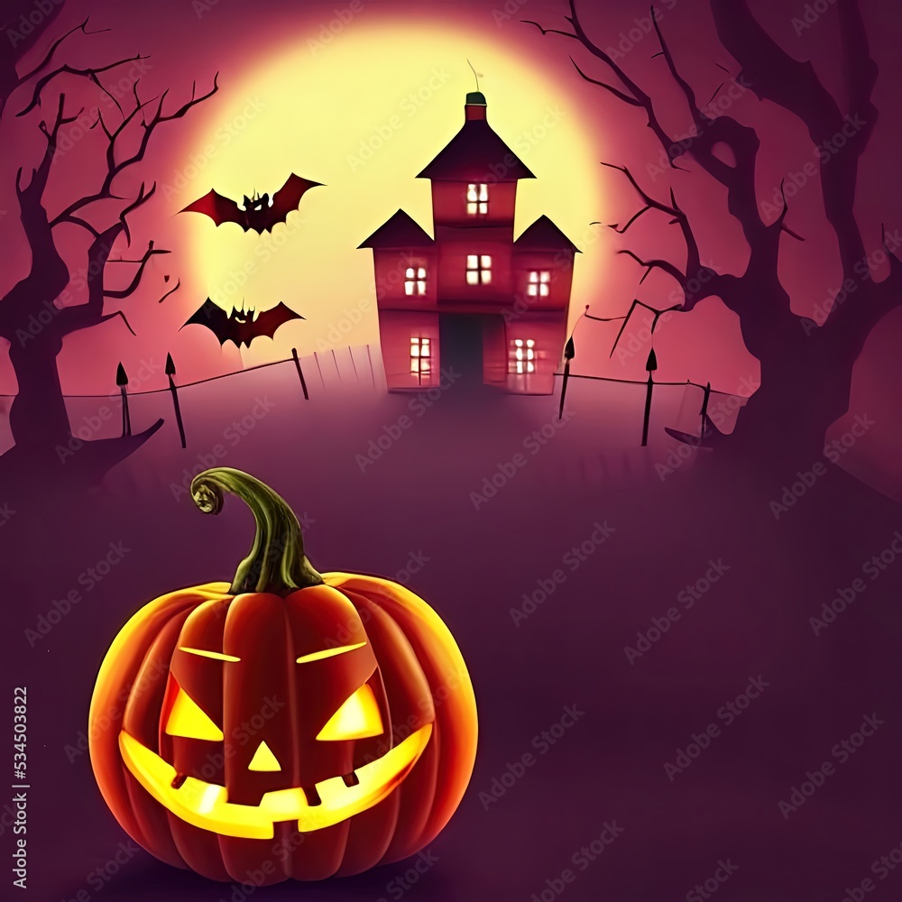 Illustration Halloween Theme street trees evil spirits