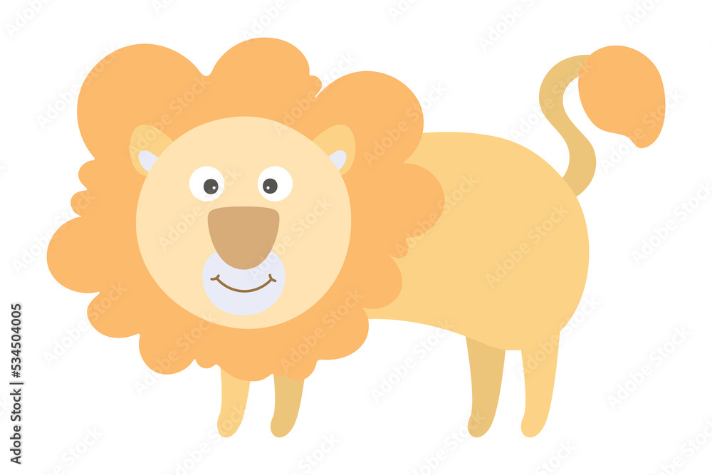 Vector cartoon Lion. African animal. funny kind lion. Funny cute charater. Adorable little african animal for fashion print, kids wear, nursery, poster, invitation, greeting card design Vector cartoon Lion. African animal. funny kind lion. Funny cute charater. Adorable little african animal for fashion print, kids wear, nursery, poster, invitation, greeting card design