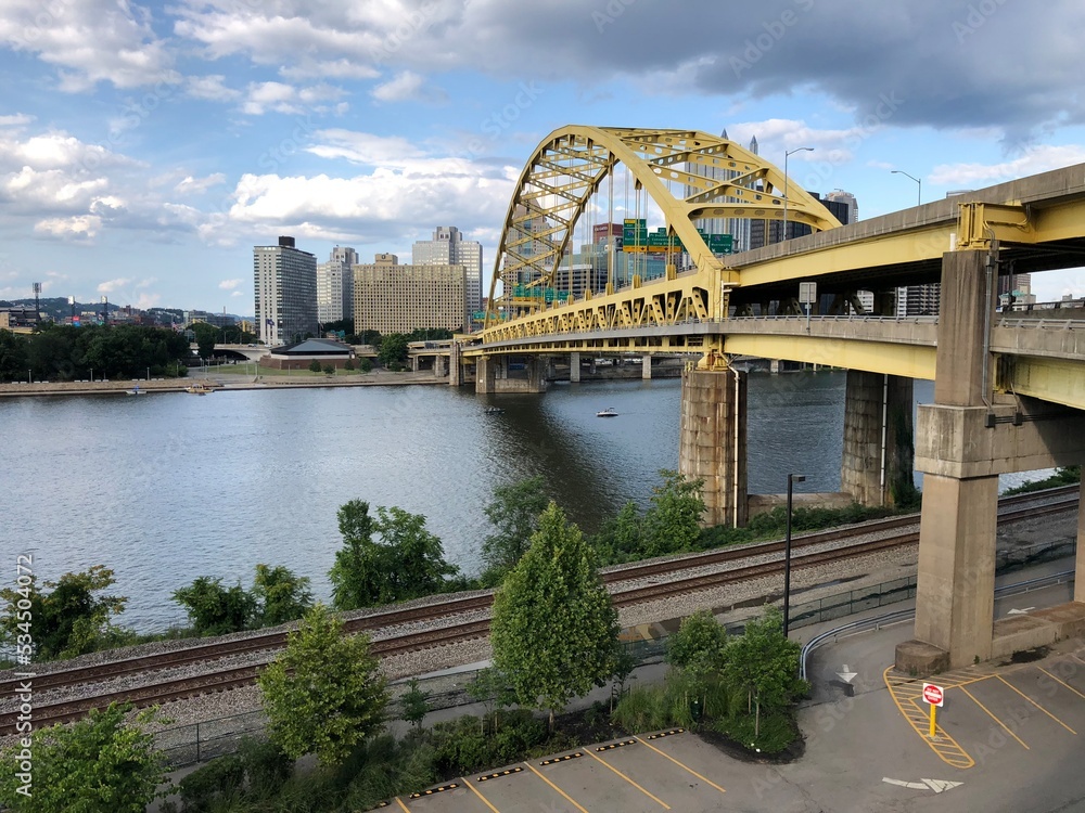Fototapeta premium bridge over the river thames Pittsburgh Pennsylvania US