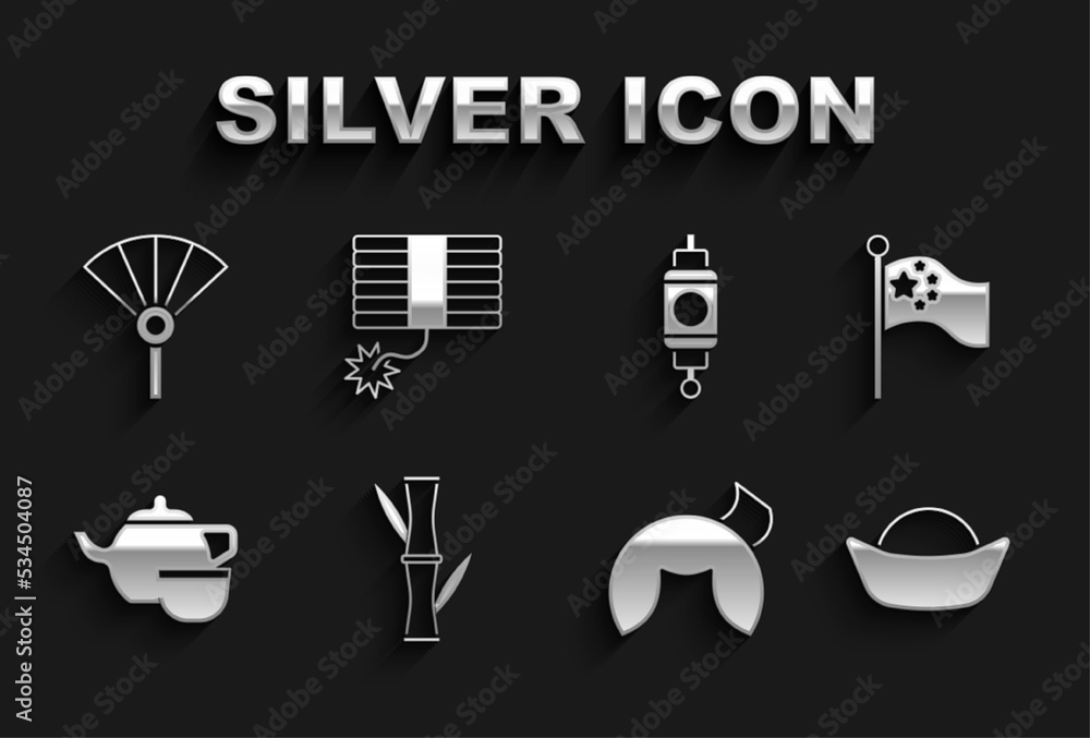 Set Bamboo, China flag on flagpole, Sushi, Chinese fortune cookie, tea ceremony, paper lantern, japanese folding fan and Firework icon. Vector Set Bamboo, China flag on flagpole, Sushi, Chinese fortune cookie, tea ceremony, paper lantern, japanese folding fan and Firework icon. Vector
