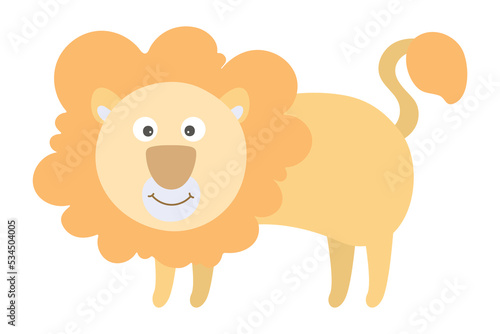 Vector cartoon Lion. African animal. funny kind lion. Funny cute charater. Adorable little african animal for fashion print, kids wear, nursery, poster, invitation, greeting card design