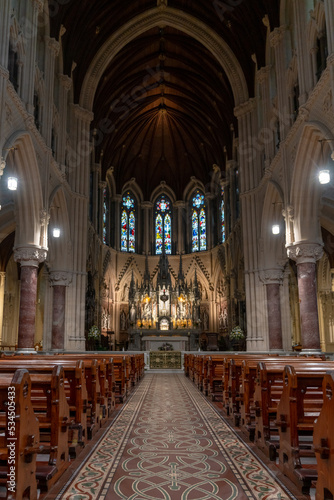vertical view of the central nave and altar inside the Cobh Cathedral © makasana photo