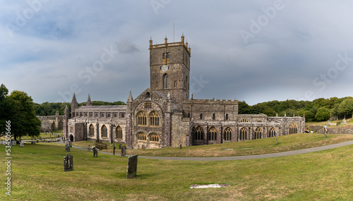 panorama view of the St Davids Cathedral and cemetery in Pembrokeshire photo