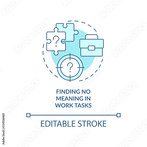 Meaningless work tasks blue concept icon. Low motivated employees. Purposeless abstract idea thin line illustration. Isolated outline drawing. Editable stroke. Arial, Myriad Pro-Bold fonts used