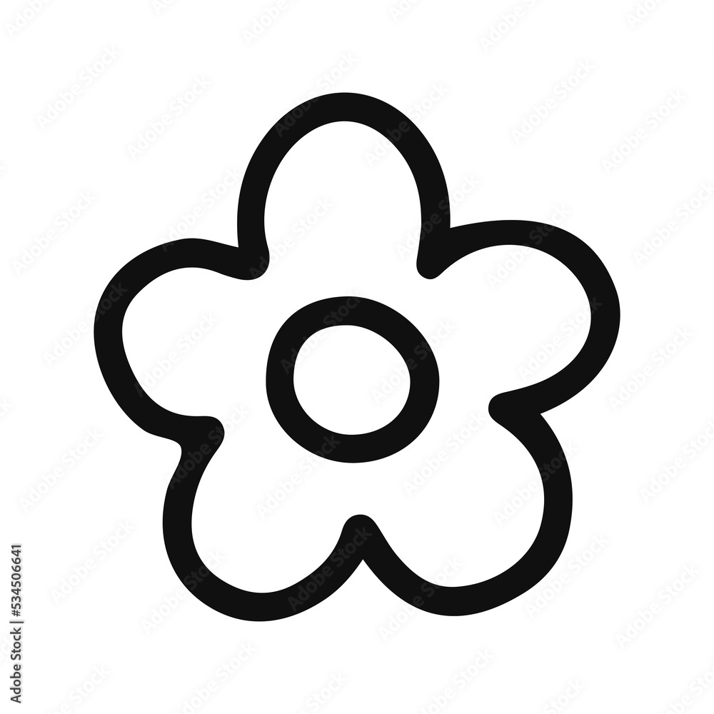 Linear flower. Vector. Black and white Linear flower. Vector. Black and white