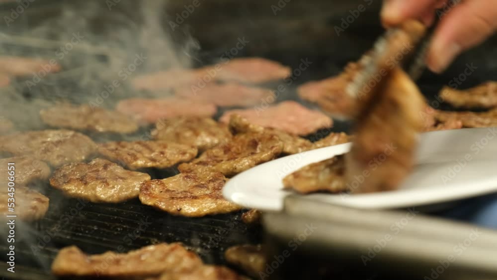 Cooking Cow Meatball Food on a Barbecue Wood Fire Cooking Cow Meatball Food on a Barbecue Wood Fire