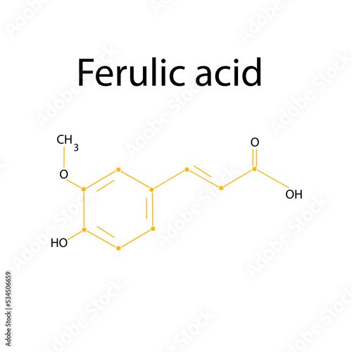 Chemical structure of ferulic acid illustration
 photo