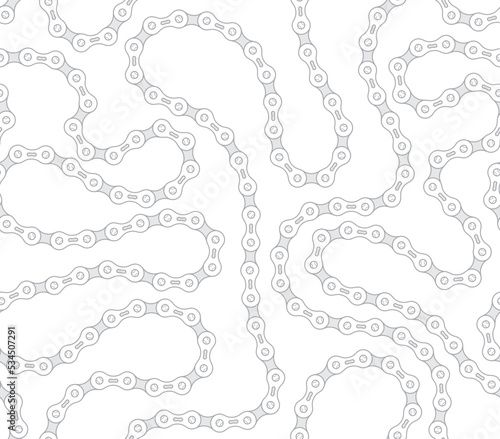 Vector seamless twisted line texture bike chain. Isolated on white background.