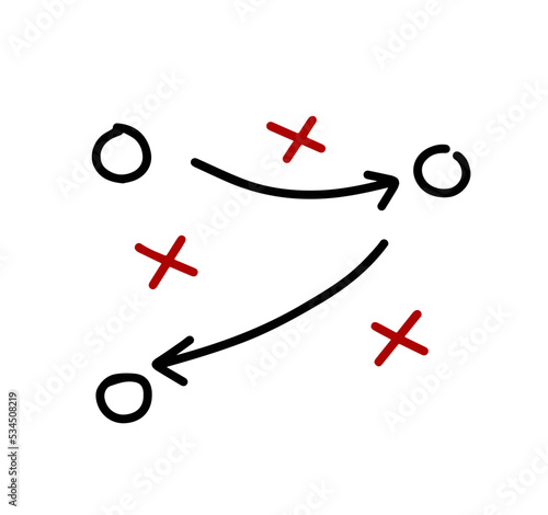 Sports tactics and strategy. Scheme of movement of team player