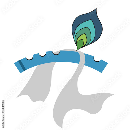 Beautiful Flute Vector with Feather