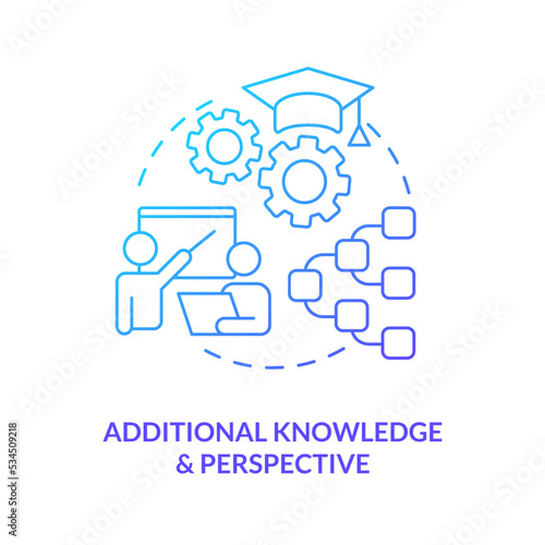 Fototapeta Naklejka Na Ścianę i Meble -  Additional knowledge and perspective blue gradient concept icon. Improve professional skills abstract idea thin line illustration. Isolated outline drawing. Myriad Pro-Bold font used