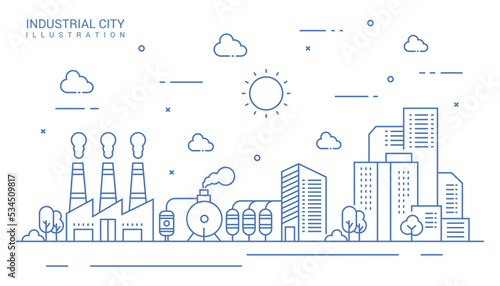 Industrial illustration in thin line style