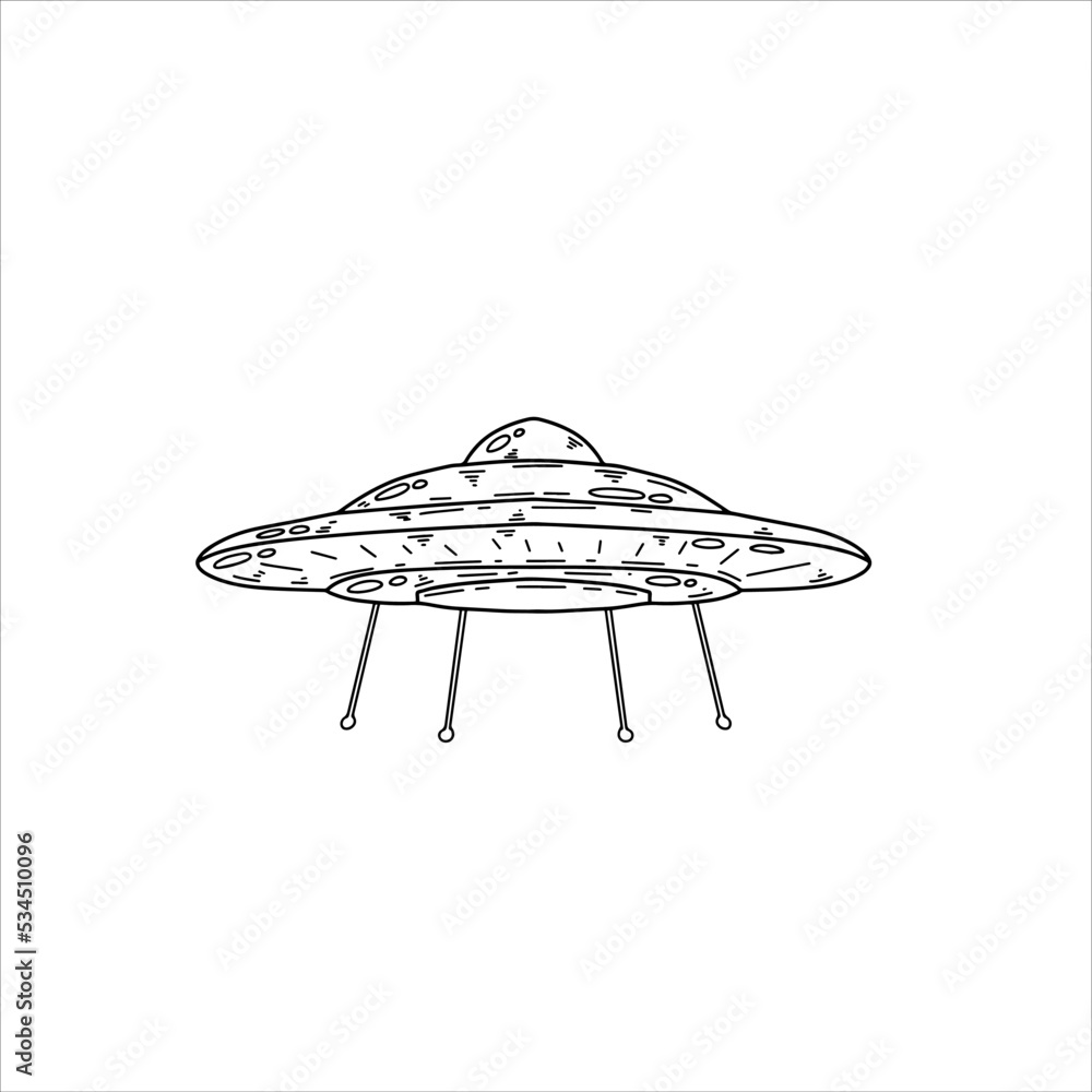Alien UFO. Flying ovnis. Sketch doodle spaceship Alien UFO. Flying ovnis. Sketch doodle spaceship
