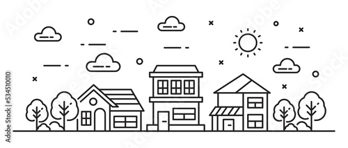 Home line illustration design in line style