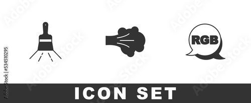 Set Paint brush, spray and RGB icon. Vector
