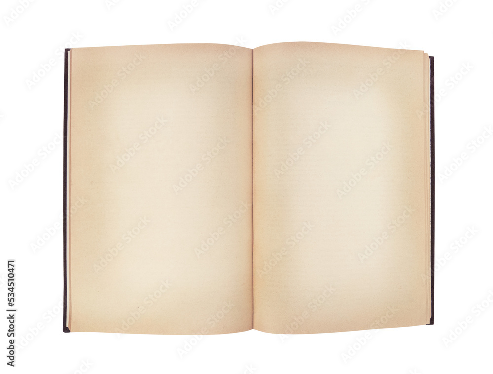 Old open book with empty pages isolated on transparent background. Old open book with empty pages isolated on transparent background.