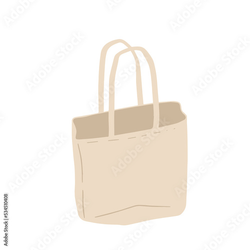 Canvas Tote bag. Cloth eco shopper. Flat cartoon illustration. Reusable Bag for Groceries