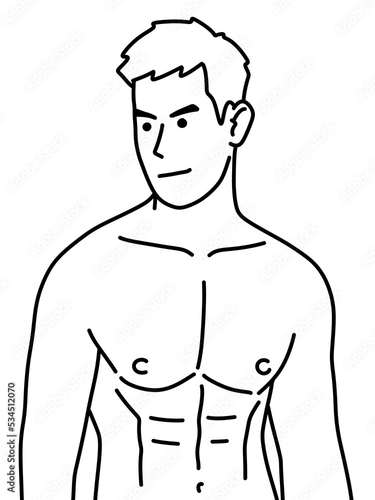 Fototapeta premium black and white of cute man cartoon for coloring