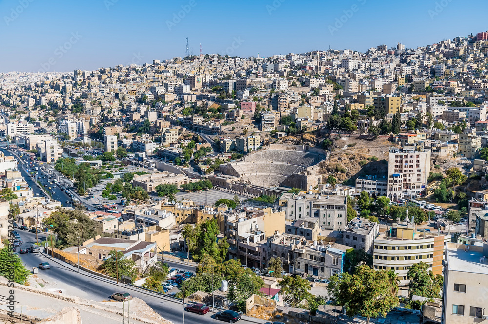 A view from the Temple of Hercules in the citadel in Amman, Jordan in summertime