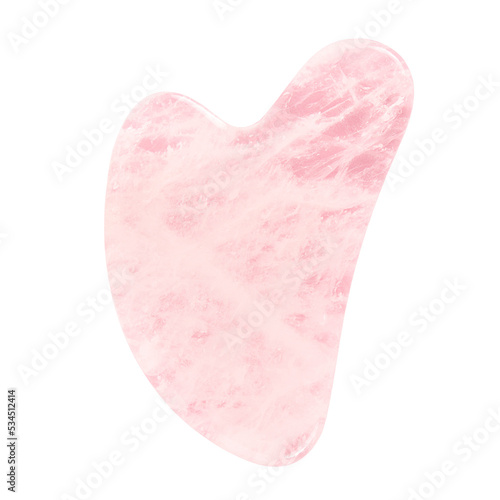 Gua Sha scraper, massage tool, rose quartz isolated on transparent background.