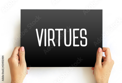 Virtues text quote on card, concept background photo