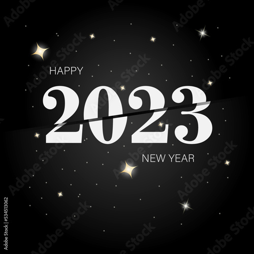 Happy New Year 2023 background text typography postcard