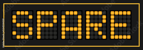 Orange color led banner in word spare on black background