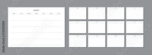 Undated monthly calendar. Monthly planner. Printable or used for mobile application.