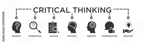 Принти на полотні Critical Thinking Banner Web Icon Vector Illustration Concept For Analysis of Fa