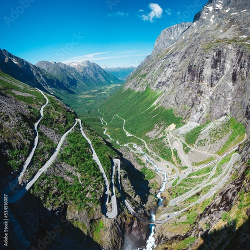 Famous Trollstiegen road in Norway during summer photo